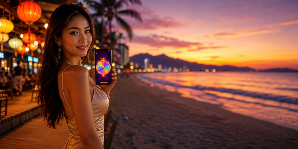 Người dùng xem kết quả roulette tại chợ đêm Đà Nẵng qua điện thoại